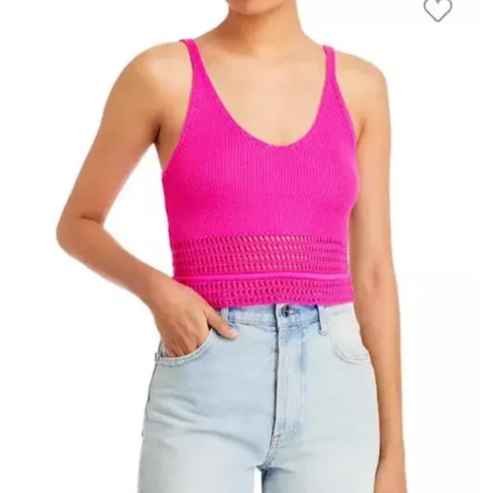 Women's AQUA bright Pink Knit Crop Top - perfect for summer!NEW WITH TAGS